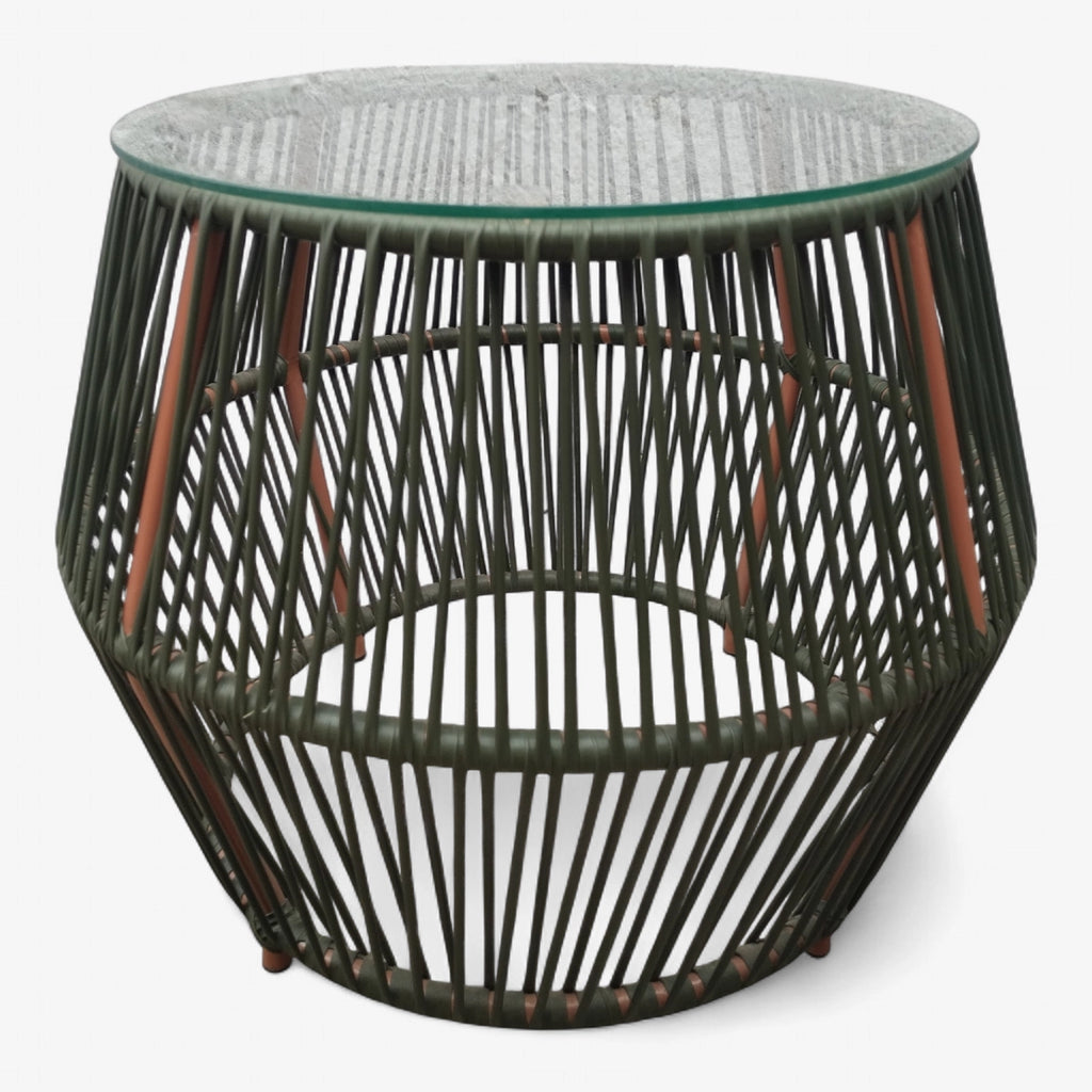 Mesa de tambor con vidrio