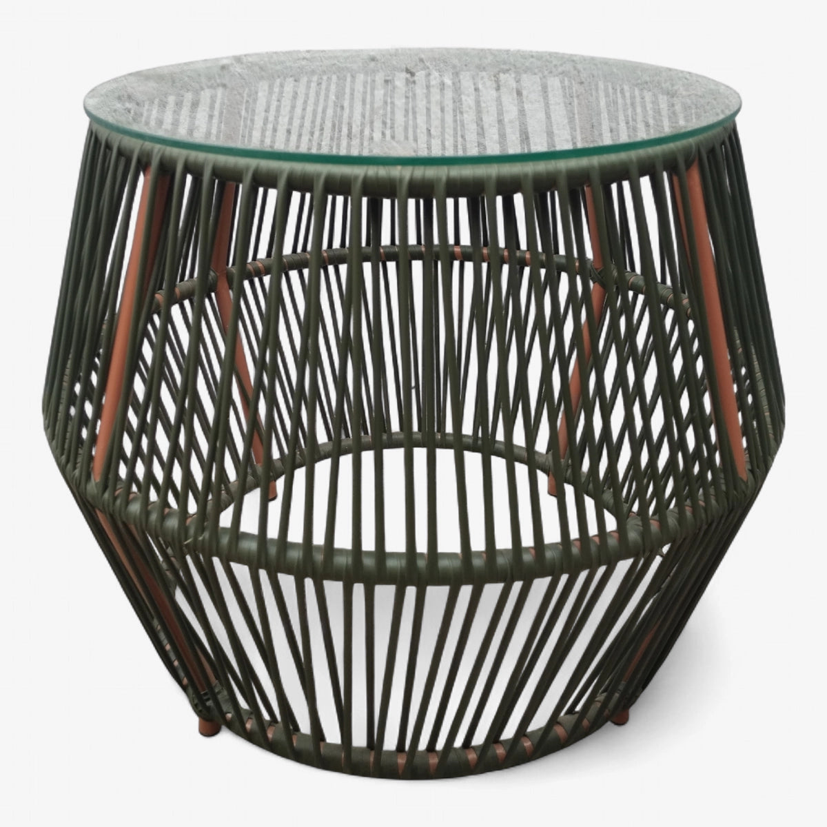 Mesa de tambor con vidrio