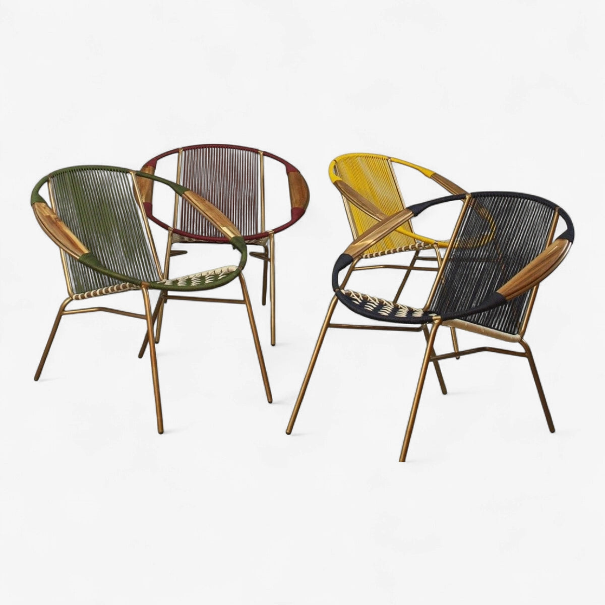 Silla flor con brazo de madera