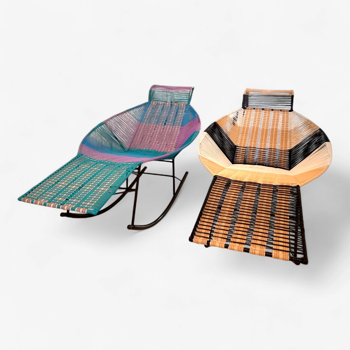 Mecedora playera balanza de tubo tejido sencillo