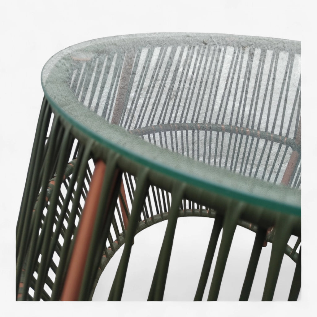 Mesa de tambor con vidrio