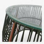 Mesa de tambor con vidrio