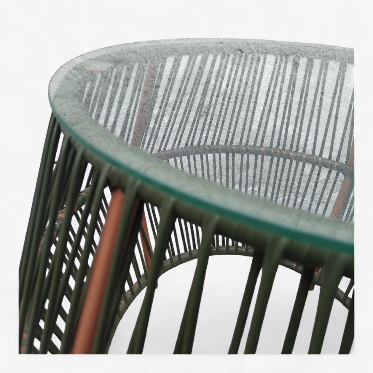 Mesa de tambor con vidrio