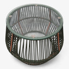 Mesa de tambor con vidrio